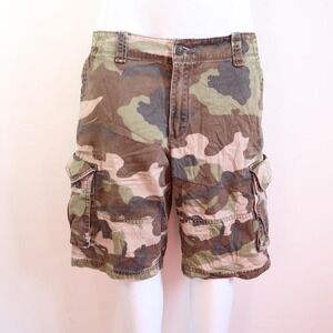 y2k camo cargo shorts baggy skater gorpcore streetwear size 34
